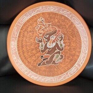 RARE VTG Mexican Pottery Wall Plate Mayan Gift #BohoSlay